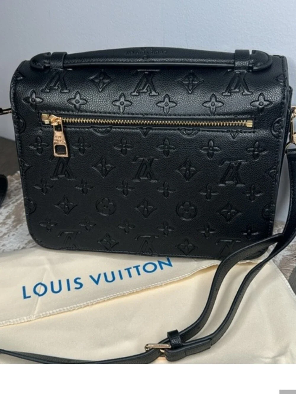 Gorgeous Embossed Monogram Black Shoulder Bag - Picture 6 of 9